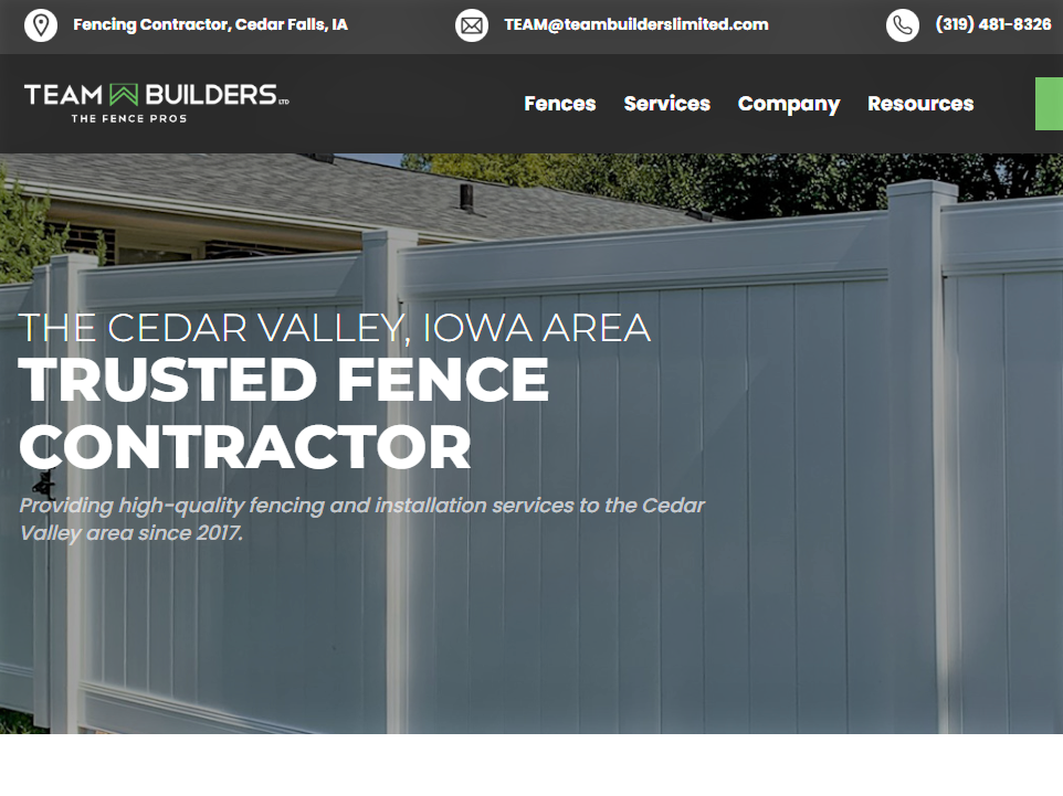 Photo of Cedar Valley, Iowa Fence Company website