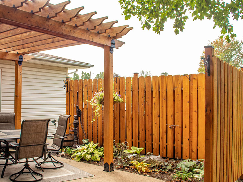Pre-stained wood fence in Cedar Valley